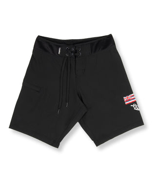 DAHUI BOARDSHORT - BLACK / HAWAIIAN FLAG