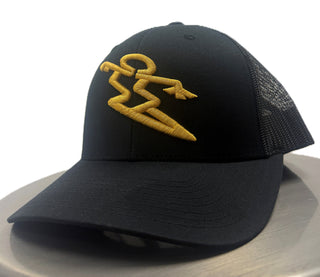 5 Panel Da Hui  Trucker Hat - Black/Gold