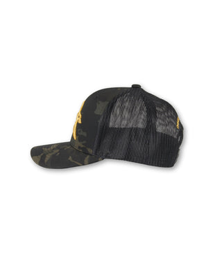 5 Panel Da Hui Snapback Hat - Camo/Gold