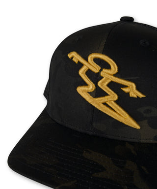 5 Panel Da Hui Snapback Hat - Camo/Gold