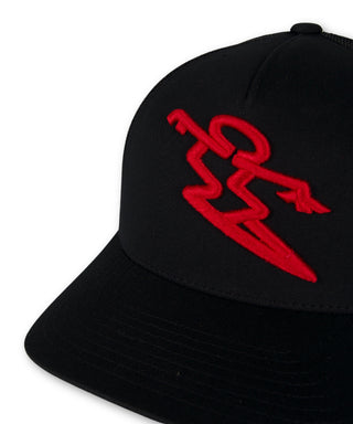 Retro Da Hui Trucker Hat - Black/Red