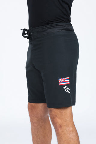 DAHUI BOARDSHORT - BLACK / HAWAIIAN FLAG