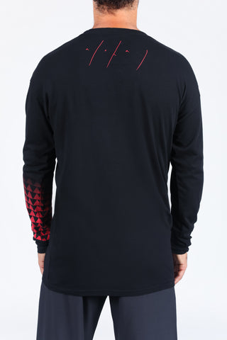SHARK TOOTH RELAXED LONG SLEEVE - BLACK/RED