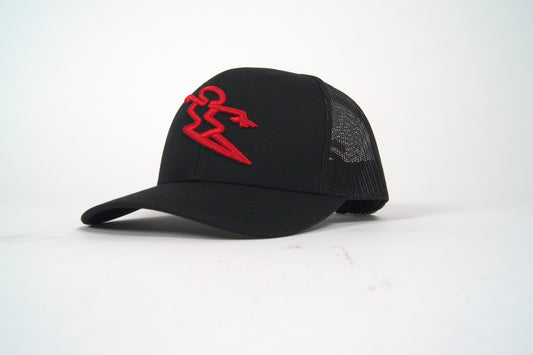 SNAPBACK MESH HAT - BLACK / RED