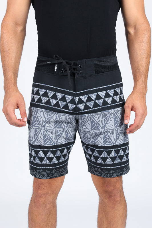 SHARK TOOTH BLOCK PRINT BOARDSHORT