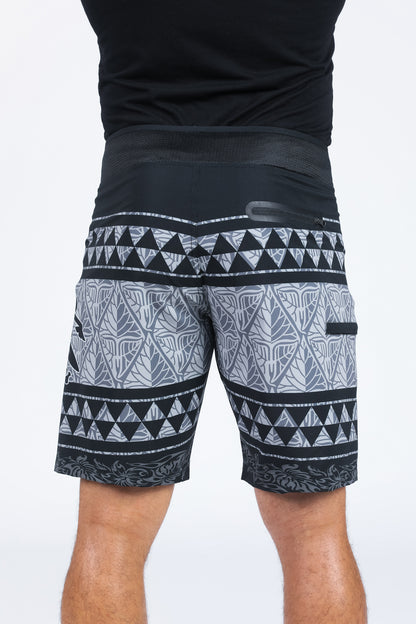 SHARK TOOTH BLOCK PRINT BOARDSHORT