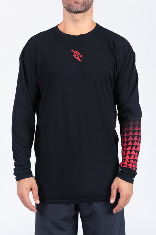 SHARK TOOTH RELAXED LONG SLEEVE - BLACK/RED