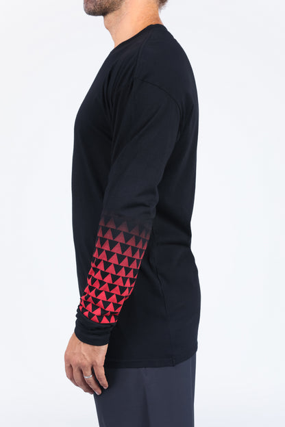 SHARK TOOTH RELAXED LONG SLEEVE - BLACK/RED